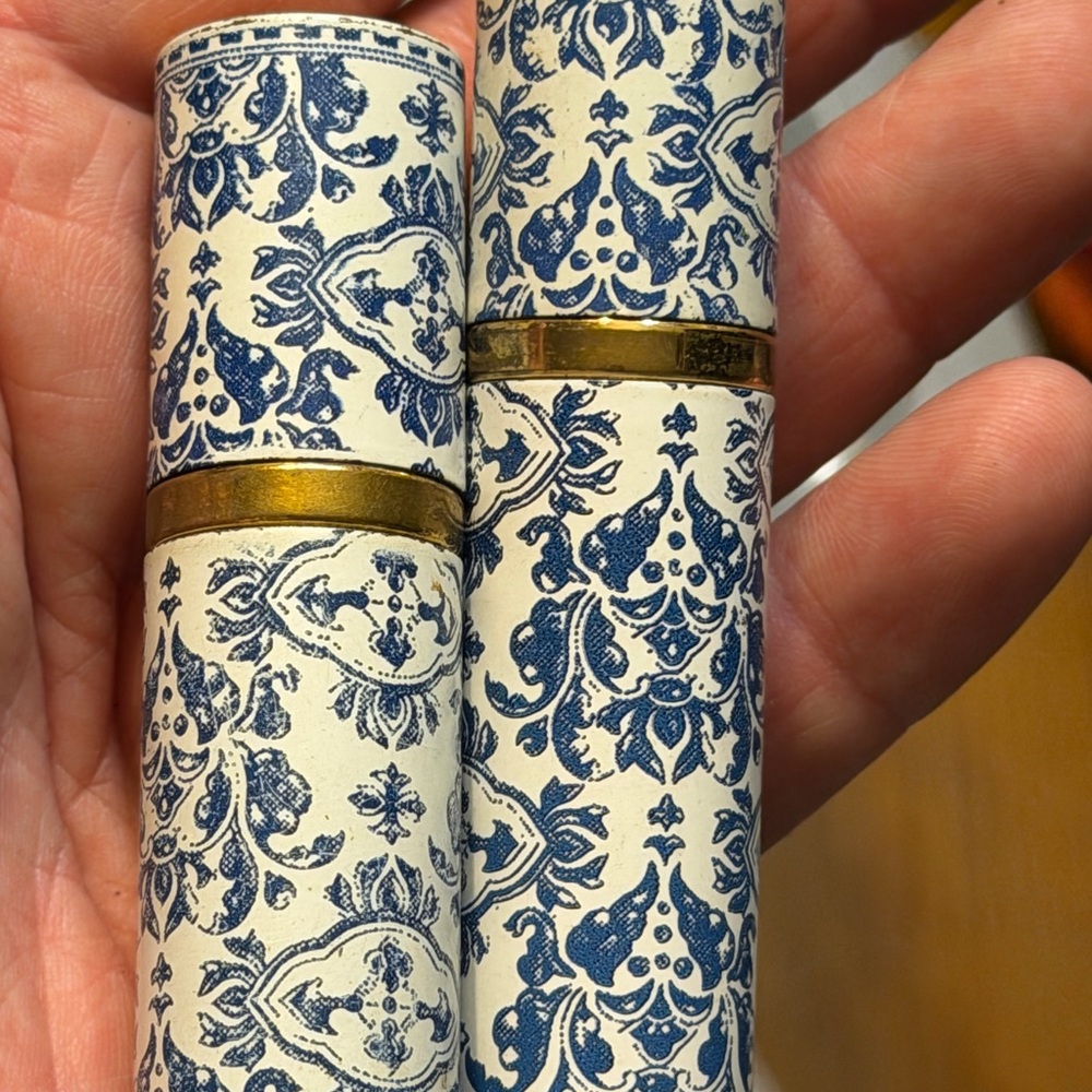 Vintage Guerlain Shalimar Travel Spray Atomizer Set Blue White Toile